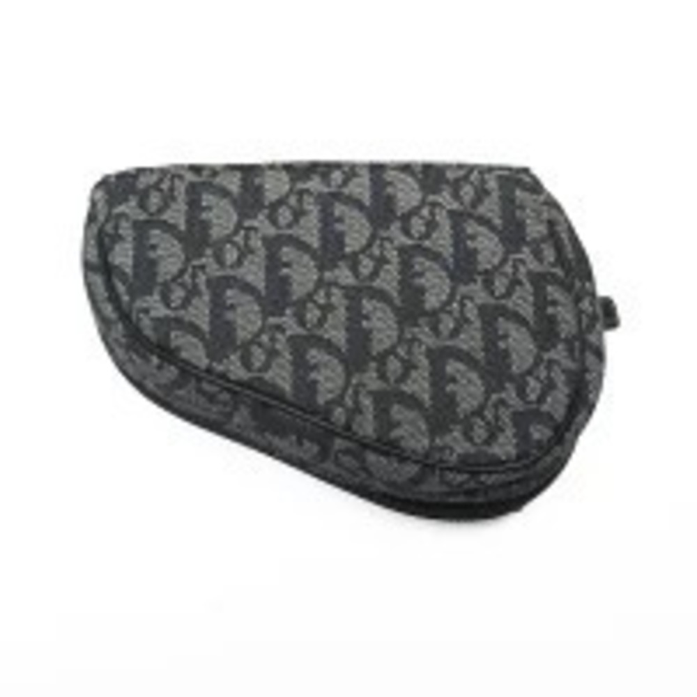 Christian Dior Trotter Canvas Pouch Clutch Navy Blue